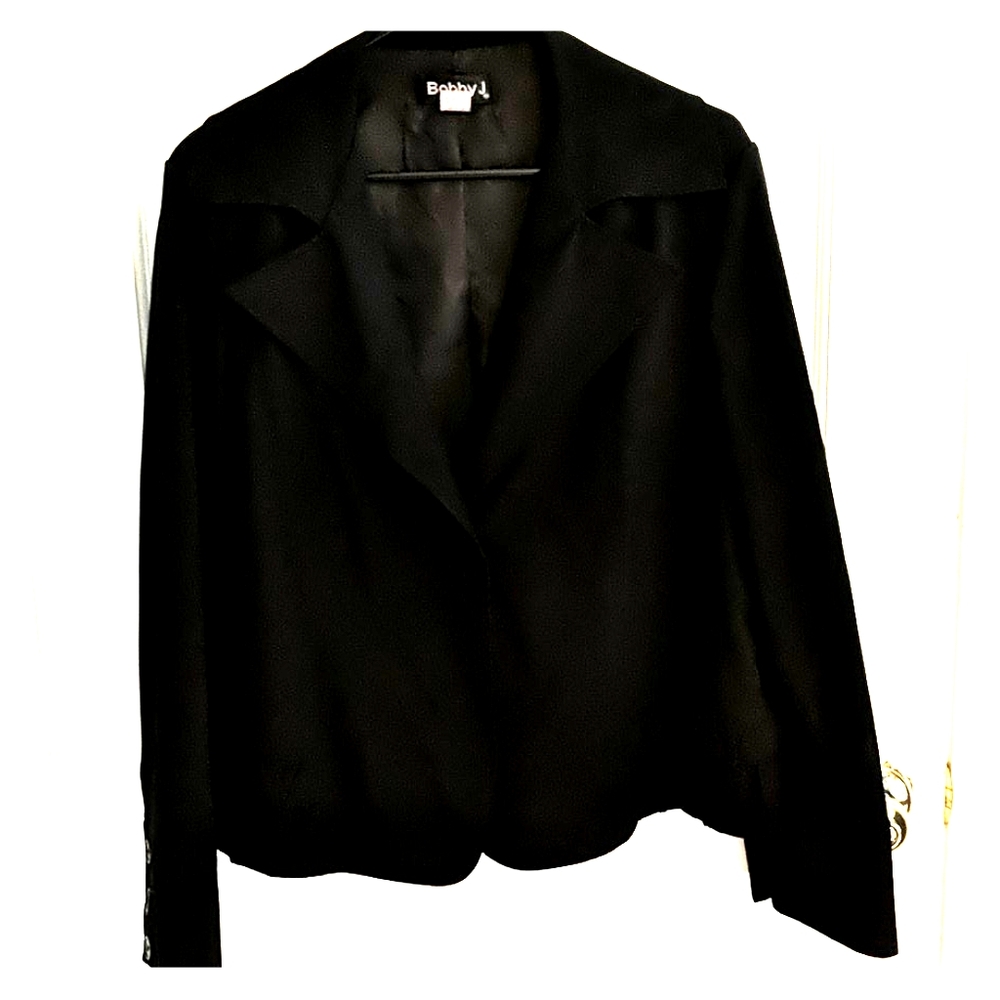 Bobby J Ruffled Black Blazer